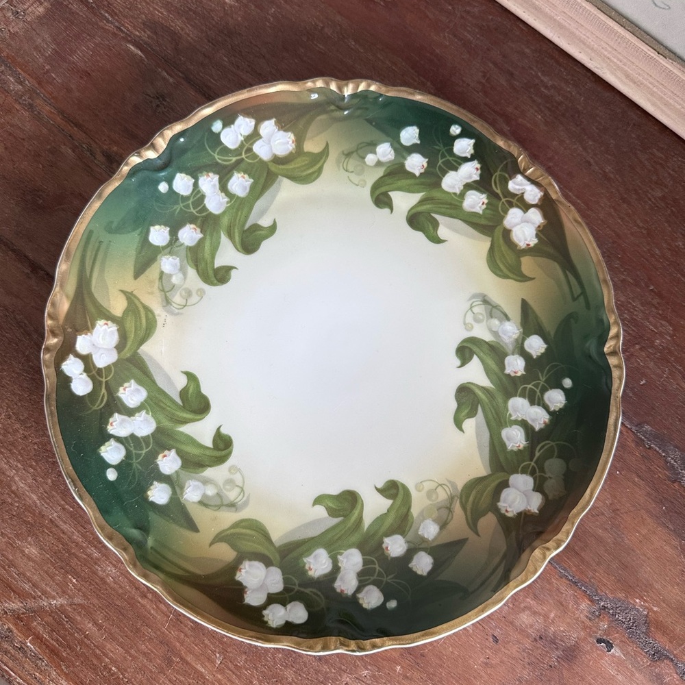 Floral Decorative Plate with Gold Trim Germany